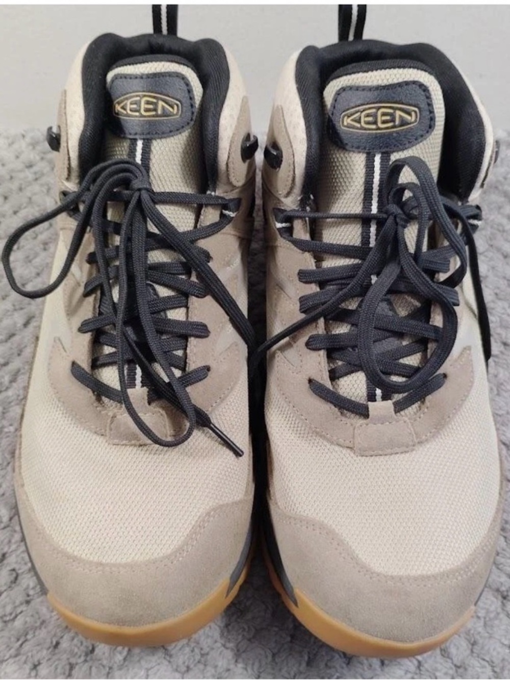 KEEN Men's Beige/Tan Trail Boots with Black Accents Size 13 for man - Picture 6 of 12